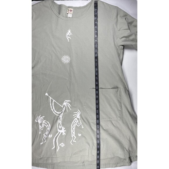 Vintage Cactus California Tunic Dress Womens XL Green Kokopelli Art Made in USA - Picture 10 of 12